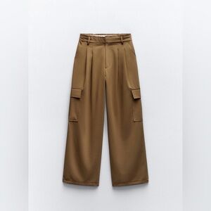 ZARA Wide-Leg Brown Cargo Pants Size S